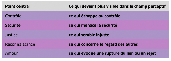 Schéma illustrant le passage progressif d'une perception à une croyance, puis à une certitude et à une définition de soi.